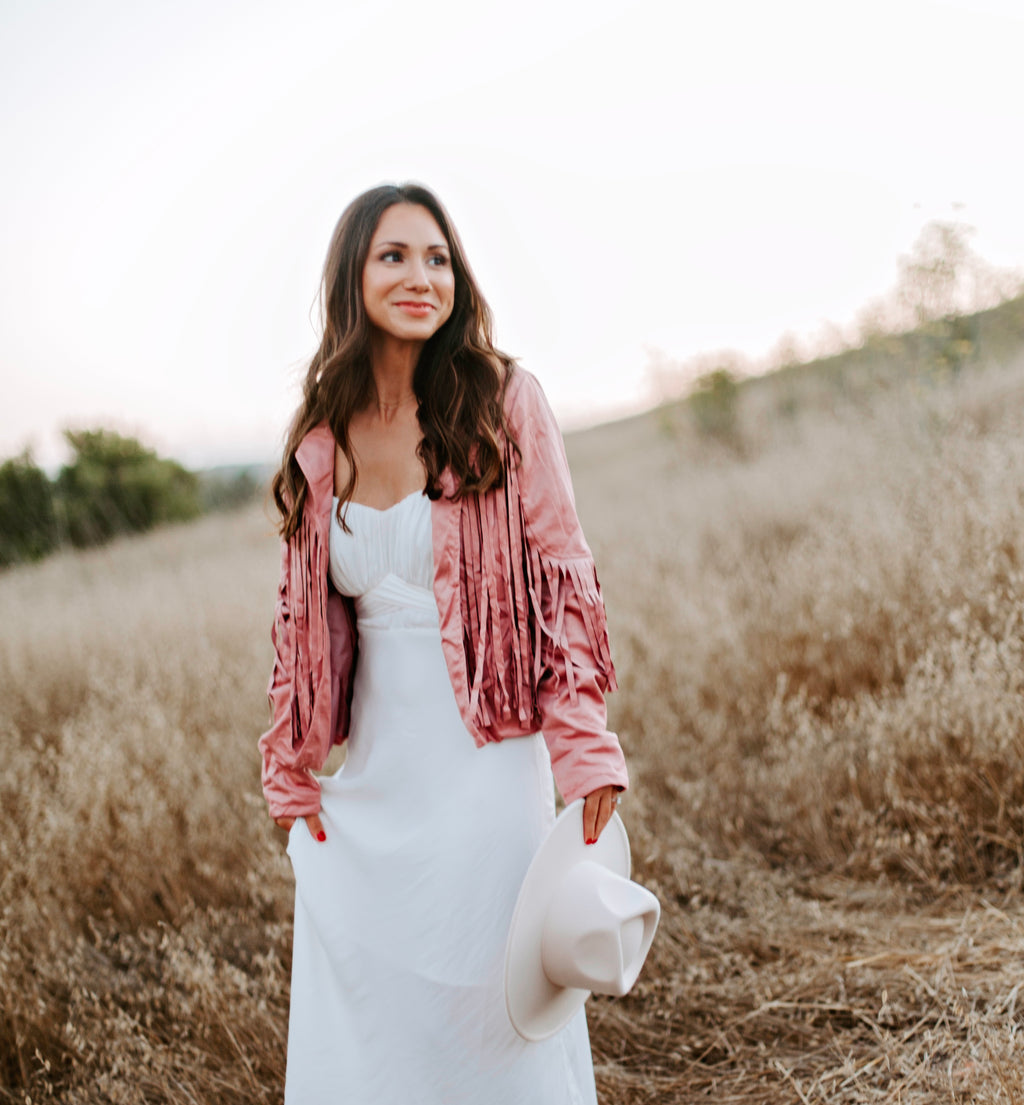 DUSTY ROSE FRINGE JACKET